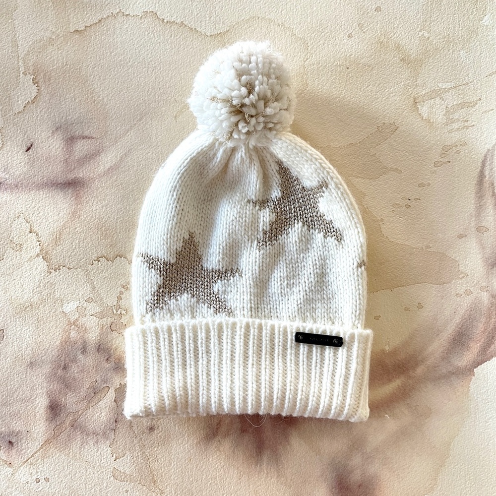 Coach Intarsia knit beanie star hat white